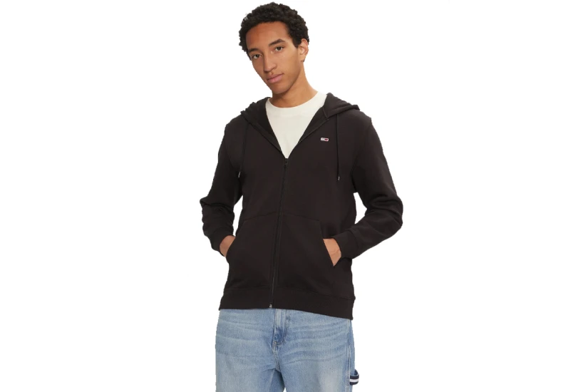 Tommy Jeans Fleece Ανδρική Ζακέτα Με Κουκούλα Μαύρη