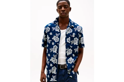 Tommy Jeans Reg Slub Aop Ext Πουκάμισο Κοντομάνικο Ανδρικό (DM0DM21351 C1G)