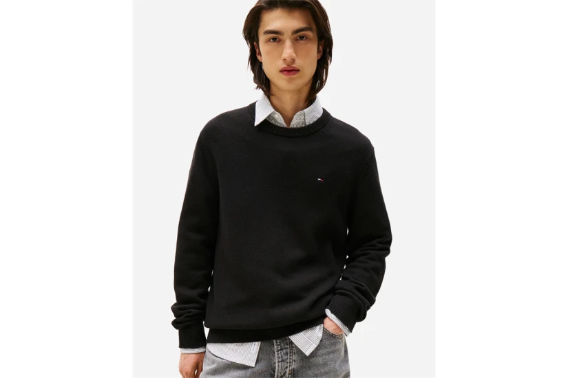 Tommy Jeans Slim Ανδρικό Πουλόβερ Μαύρο