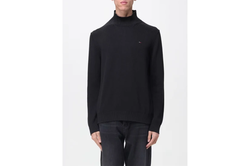 Tommy Jeans Classic Slim Mock Neck Ανδρικό Πουλόβερ Μαύρο