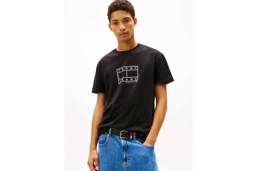 Tommy Jeans Logo Stamp Ανδρικό Κοντομάνικο T-Shirt Μαύρο