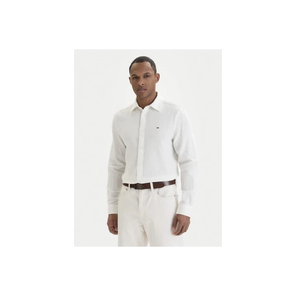 Tommy Jeans Linen Blend Πουκάμισο Μακρυμάνικο Ανδρικό (DM0DM22761 YBL)
