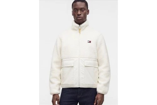Tommy Jeans Teddy Contrast Texture Relaxed Μπουφάν Sherpa Ανδρικό (DM0DM23227 AEF)