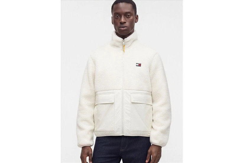 Tommy Jeans Teddy Contrast Texture Relaxed Μπουφάν Sherpa Ανδρικό (DM0DM23227 AEF)