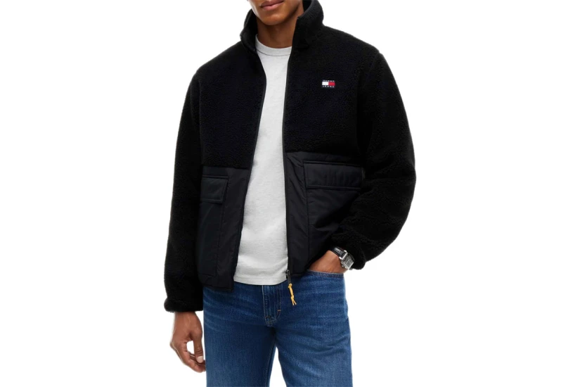 Tommy Jeans Essential Mix Teddy Ανδρικό Μπουφάν Sherpa Μαύρο