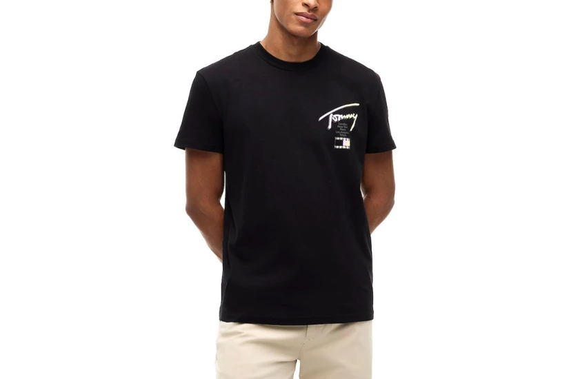 Tommy Jeans Ανδρικό Κοντομάνικο T-Shirt Μαύρο