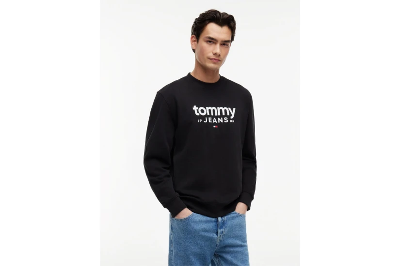 Tommy Jeans Ανδρικό Μακρυμάνικο Φούτερ Μαύρο