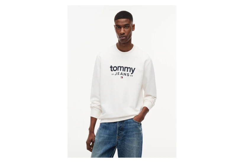Tommy Jeans Ανδρικό Μακρυμάνικο Φούτερ Εκρού