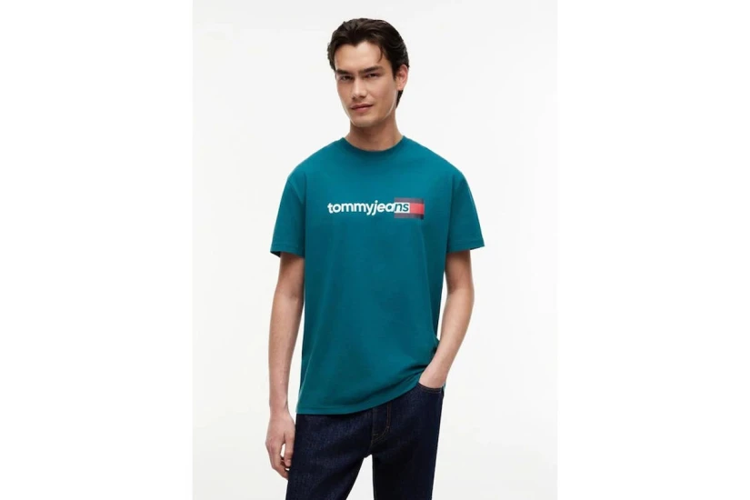 Tommy Jeans Ανδρικό Κοντομάνικο T-Shirt Πετρόλ 