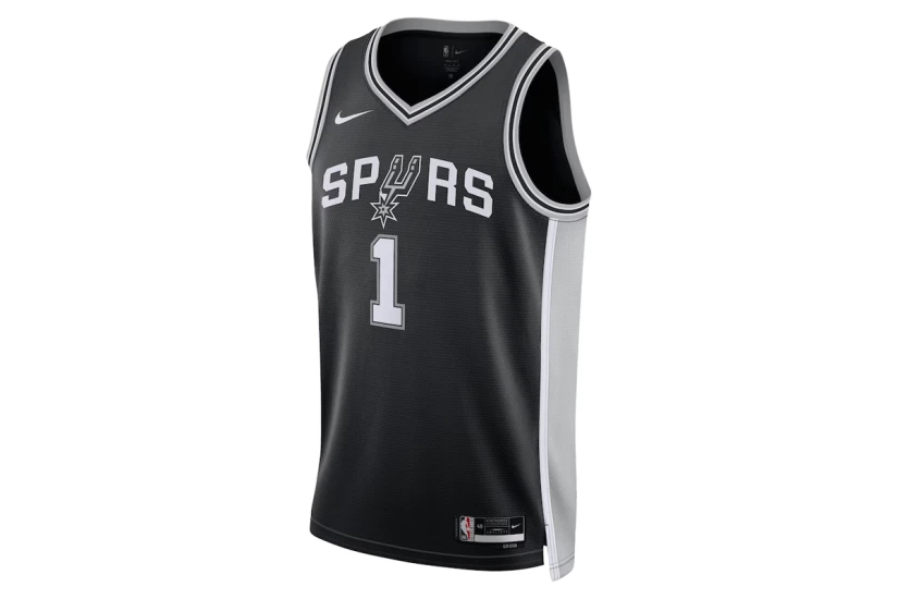 Nike Dri-FIT NBA Victor Wembanyama San Antonio Spurs Icon Edition Ανδρική Μπασκετική Φανέλα Μαύρη, Γκρι