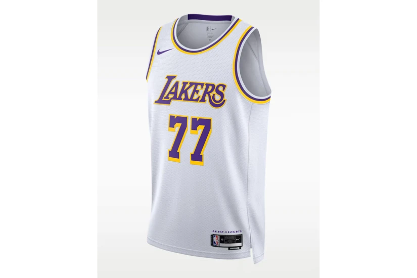 Nike Dri-FIT NBA Luka Doncic Los Angeles Lakers Ανδρική Μπασκετική Φανέλα Λευκή, Μωβ, Κίτρινη