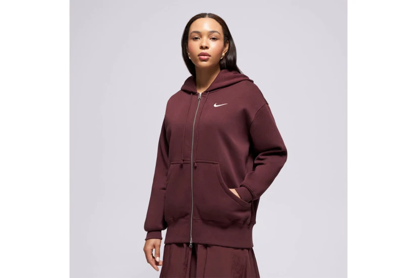 Nike Sportswear Phoenix Fleece Γυναικεία Ζακέτα με Κουκούλα Μπορντό