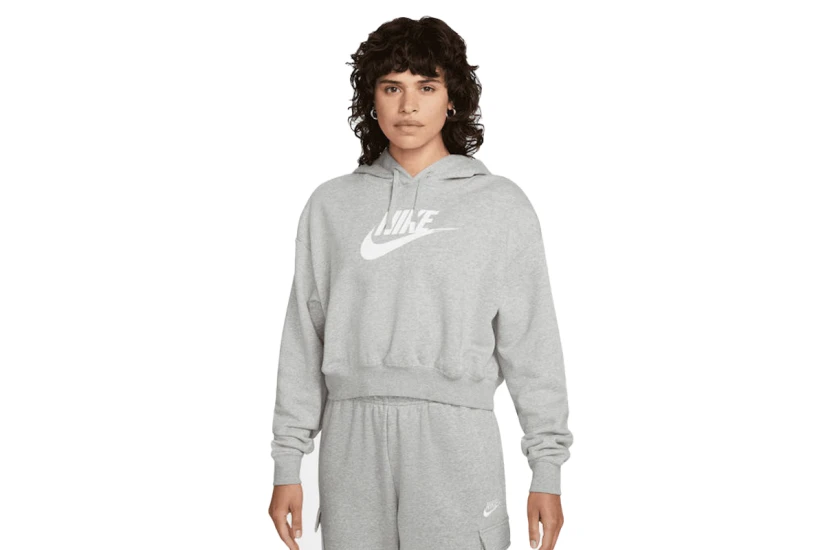 Nike Club Fleece Crop Top Γυναικείο Φούτερ Με Κουκούλα Γκρι