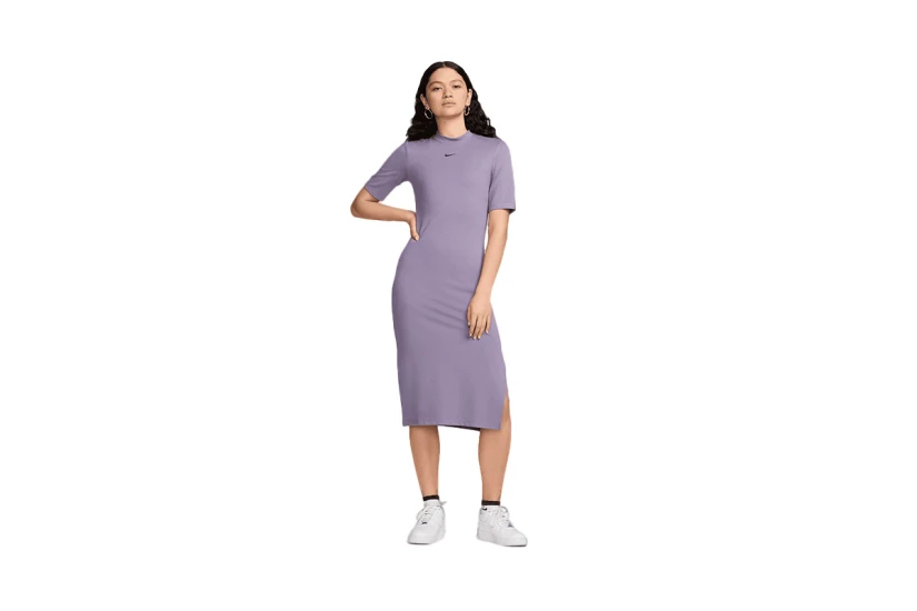 Nike Sportswear Essential Γυναικείο Κοντομάνικο Φόρεμα Midi Μωβ