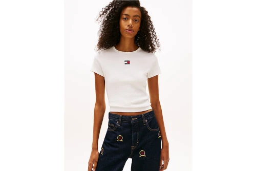 Tommy Jeans Slim Badge Rib T-Shirt Γυναικείο (DW0DW17881 YBL)