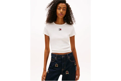 Tommy Jeans Slim Badge Rib T-Shirt Γυναικείο (DW0DW17881 YBL)