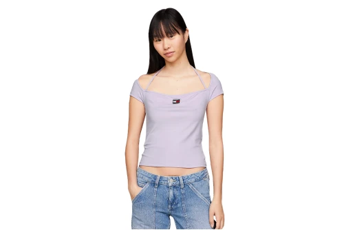 Tommy Jeans Slim Rib Badge Strap Top Κοντομάνικο Γυναικείο (DW0DW17896 W06)