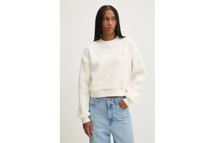 Tommy Jeans Teddy Fleece Oversized Γυναικεία Μακρυμάνικη Μπλούζα