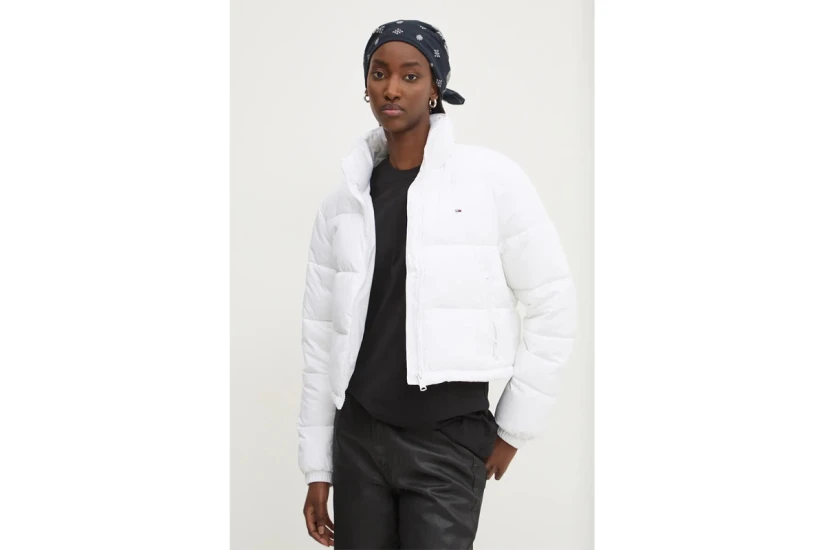 Tommy Jeans Crop Essential Γυναικείο Puffer Μπουφάν Λευκό