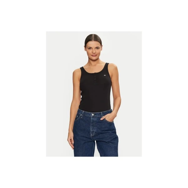 Tommy Jeans Slim Button Μπλούζα Αμάνικη Γυναικεία (DW0DW19492 BDS)