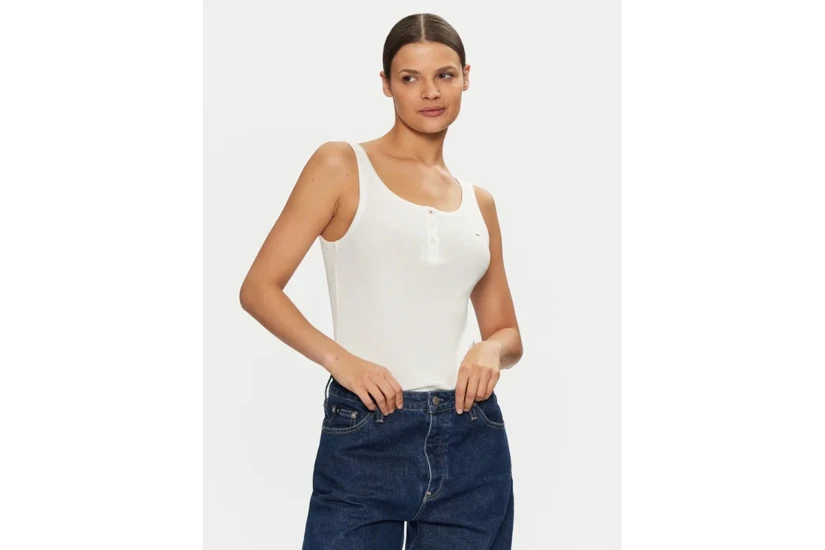 Tommy Jeans Γυναικεία Αμάνικη Μπλούζα Λευκή