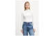 Tommy Jeans Slim Fit Γυναικεία Μακρυμάνικη Μπλούζα με Ψηλό Λαιμό Εκρού