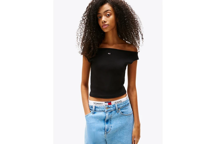 Tommy Jeans Γυναικεία Αμάνικη Μπλούζα Μαύρη