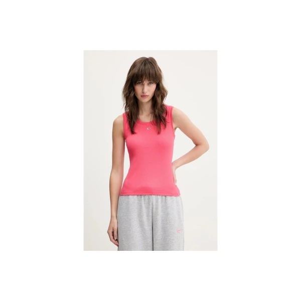 Tommy Jeans Ribbed Slim Scoop Neck Μπλούζα Αμάνικη Γυναικεία (DW0DW20673 TIE)