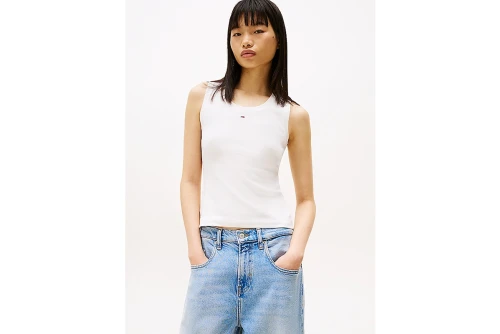 Tommy Jeans Ribbed Slim Scoop Neck Μπλούζα Αμάνικη Γυναικεία (DW0DW20673 YBL)