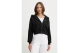 Tommy Jeans Linear Crop Γυναικεία Βαμβακερή Ζακέτα με Κουκούλα Μαύρη