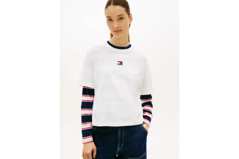 Tommy Jeans Boxy Badge Γυναικείο Κοντομάνικο T-Shirt Εκρού
