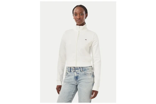 Tommy Jeans Funnel Neck Fitted Ζακέτα Βαμβακερή Γυναικεία (DW0DW23535 YBL)