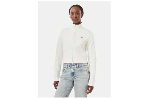 Tommy Jeans Funnel Neck Fitted Ζακέτα Βαμβακερή Γυναικεία (DW0DW23535 YBL)