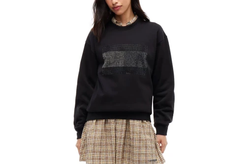 Tommy Jeans Festive Diamante Logo Fleece Μπλούζα Με Λαιμόκοψη Γυναικεία (DW0DW23579 BDS)