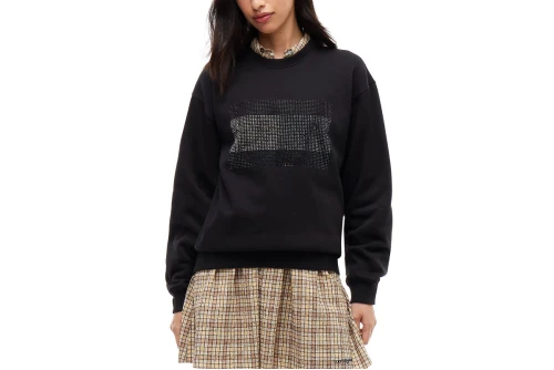 Tommy Jeans Festive Diamante Logo Fleece Μπλούζα Με Λαιμόκοψη Γυναικεία (DW0DW23579 BDS)