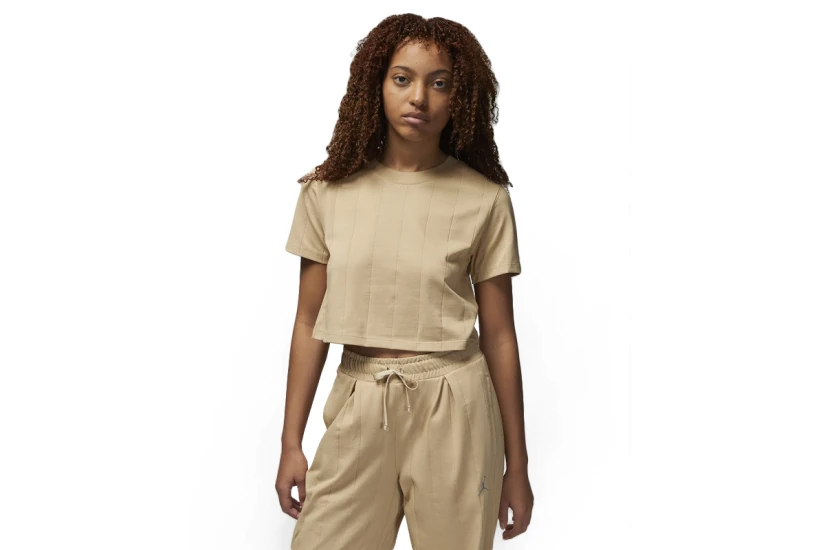 Jordan Γυναικεία Κοντομάνικη Crop Top Μπλούζα Nude