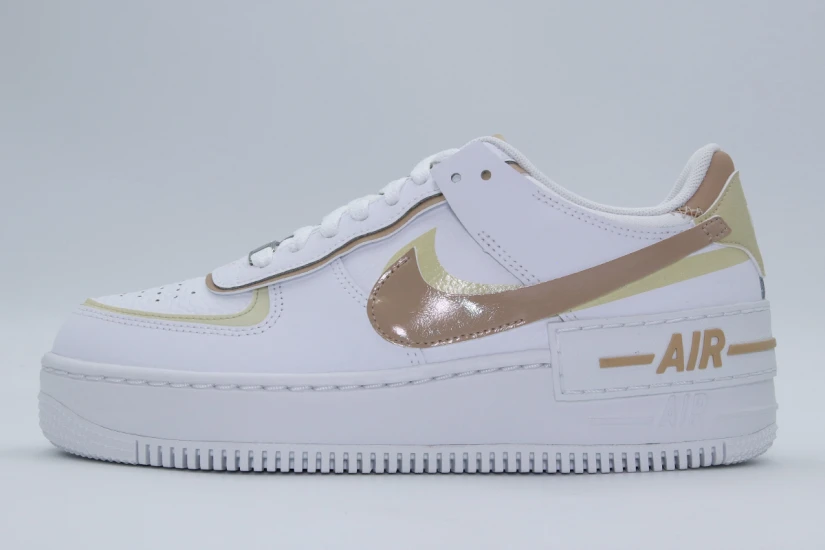 Nike Air Force 1 Shadow Sneakers Λευκά, Μπεζ, Χρυσά