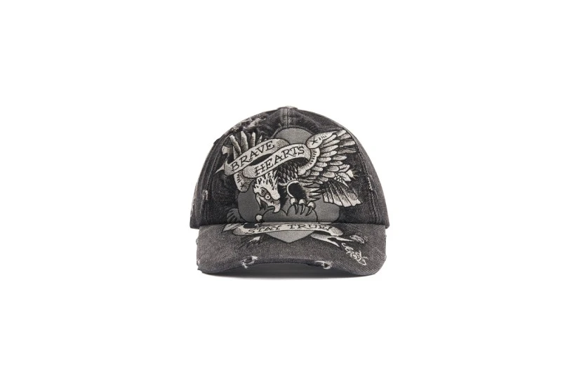 Ed Hardy Brave Hearts 6 Panel Vintage Καπέλο Snapback Μαύρο, Γκρι, Λευκό