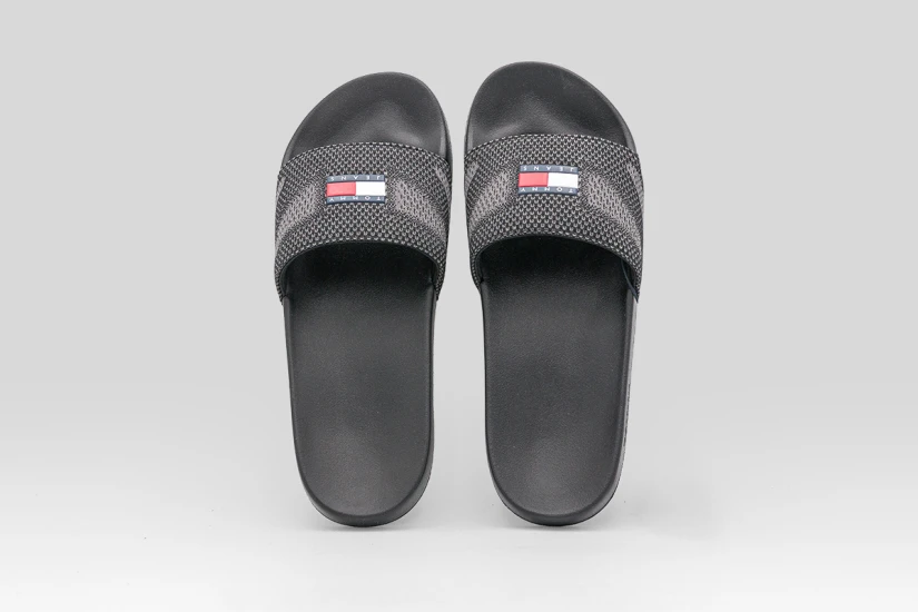 Tommy Jeans Jacquard Strap Ανδρικές Παντόφλες Μαύρες, Ανθρακί