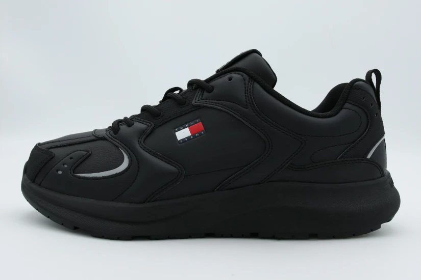 Tommy Jeans Leather Runner Ανδρικά Sneakers Μαύρα