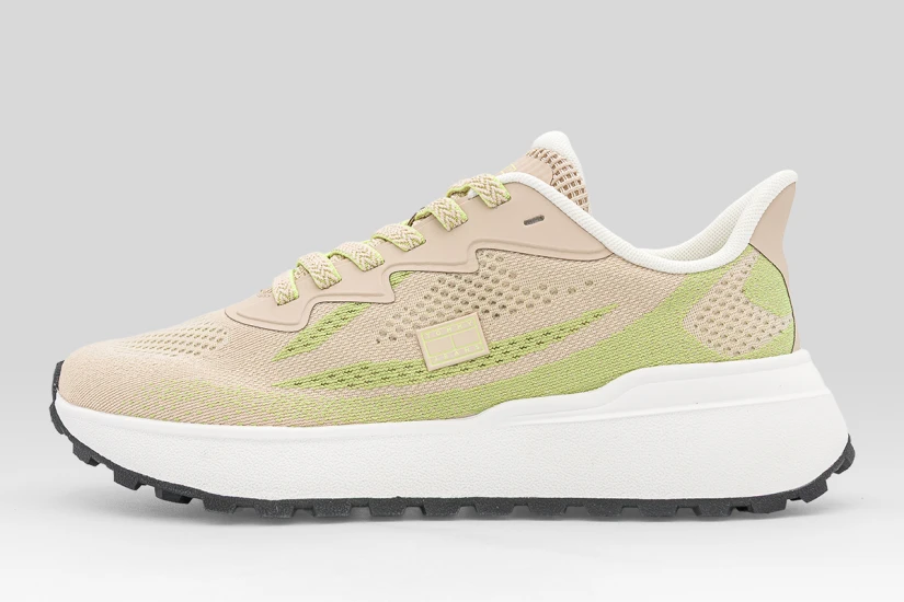Tommy Jeans Sporty Knit Runner Sneakers Μπεζ, Πράσινα, Λευκά