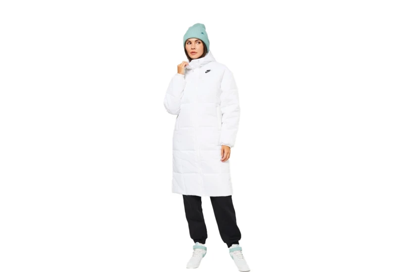 Nike Classic Puffer Γυναικείο Μπουφάν με Κουκούλα Λευκό