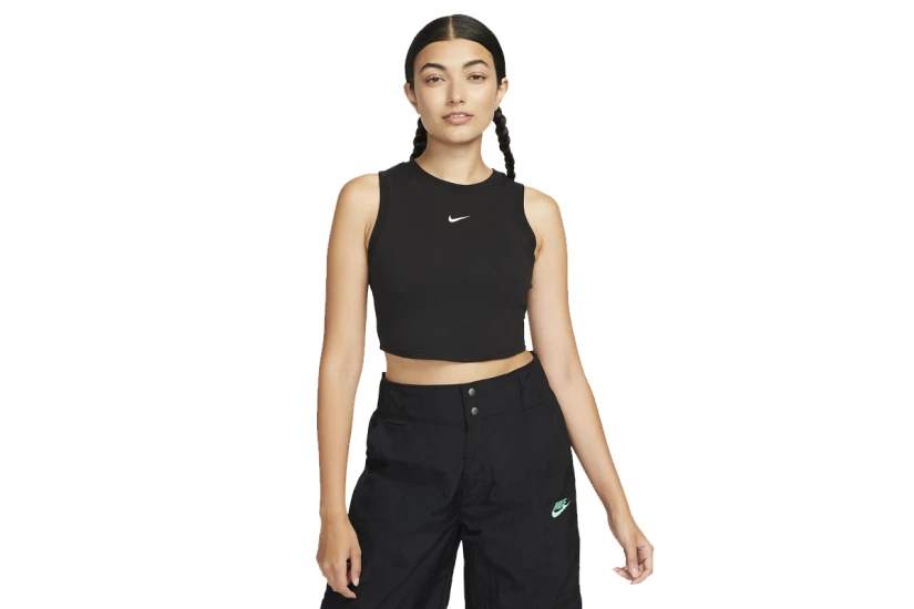 Nike Sportswear Chill Knit Γυναικείο Αμάνικο Crop Top Μαύρο