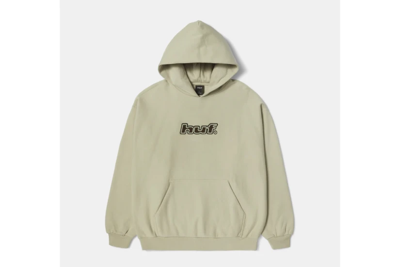 Huf Logo Applique Fleece Ανδρικό Φούτερ Με Κουκούλα Μπεζ