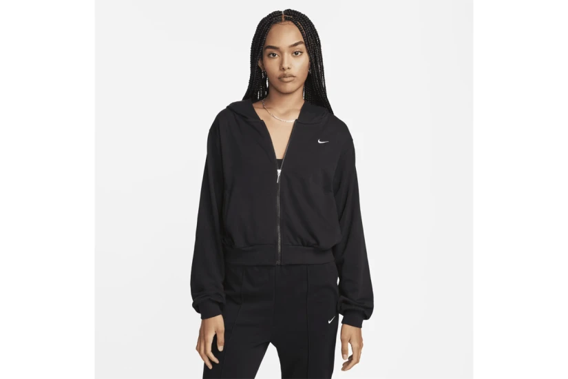 Nike Sportswear Chill Terry Γυναικεία Ζακέτα με Κουκούλα Μαύρη
