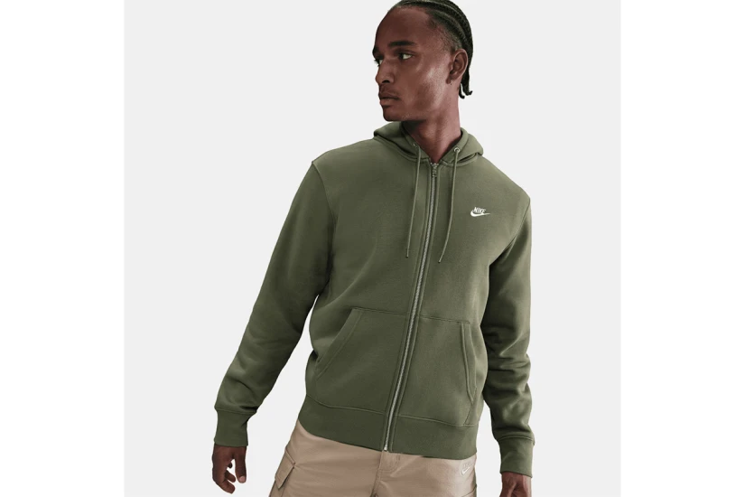 Nike Club Fleece Ανδρική Ζακέτα με Κουκούλα Χακί
