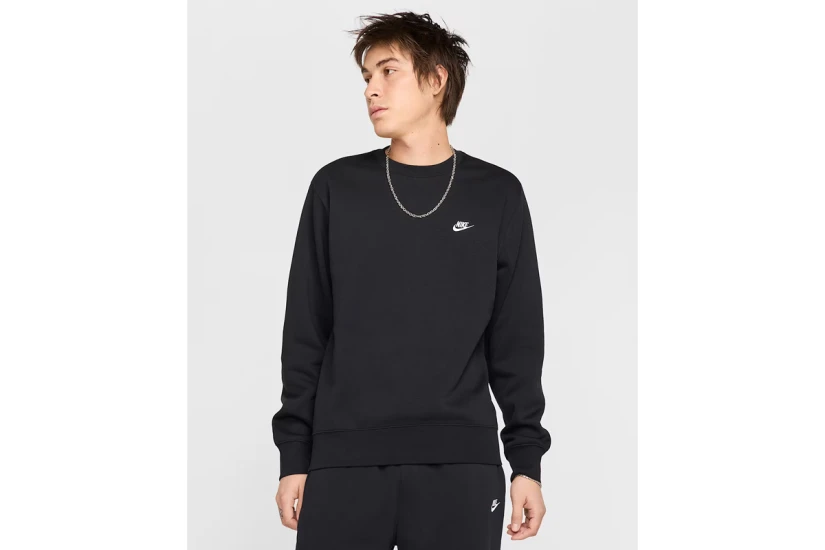 Nike Club Fleece Ανδρική Μακρυμάνικη Μπλούζα Μαύρη