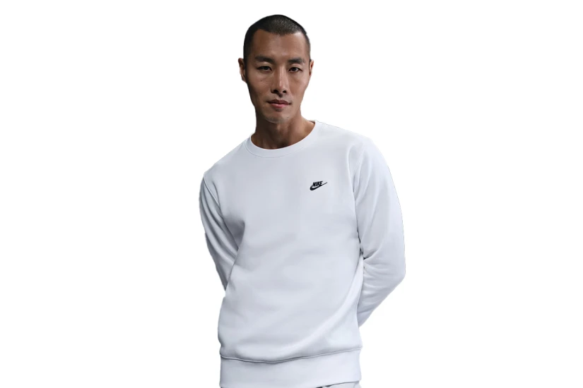 Nike Club Fleece Ανδρική Μακρυμάνικη Μπλούζα Λευκή