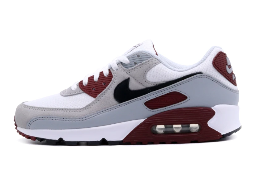 Nike Air Max 90 Ανδρικά Sneakers Λευκά, Γκρι, Μαύρα, Μπορντό