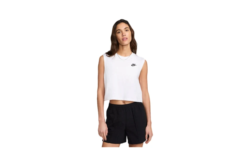 Nike Sportswear Club Γυναικεία Αμάνικη Crop Top Μπλούζα Λευκή